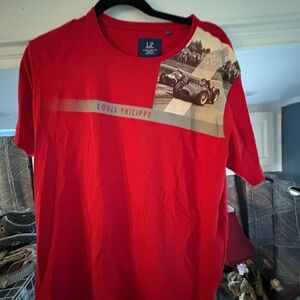 Louis Philippe Red Racing Graphic Tee size L